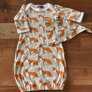 Milkbarn fox sleeper gown and hat